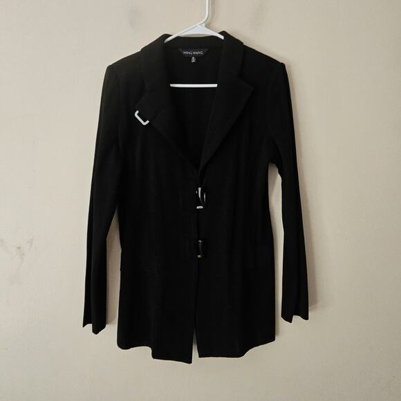 Ming Wang Jacket Open Cardigan Jacket Black Stylish Size Medium - Picture 1 of 6